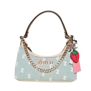 Juicy Couture Denim DaysMonogram Shoulder Bag with Gold Chain & Strawberry Charm